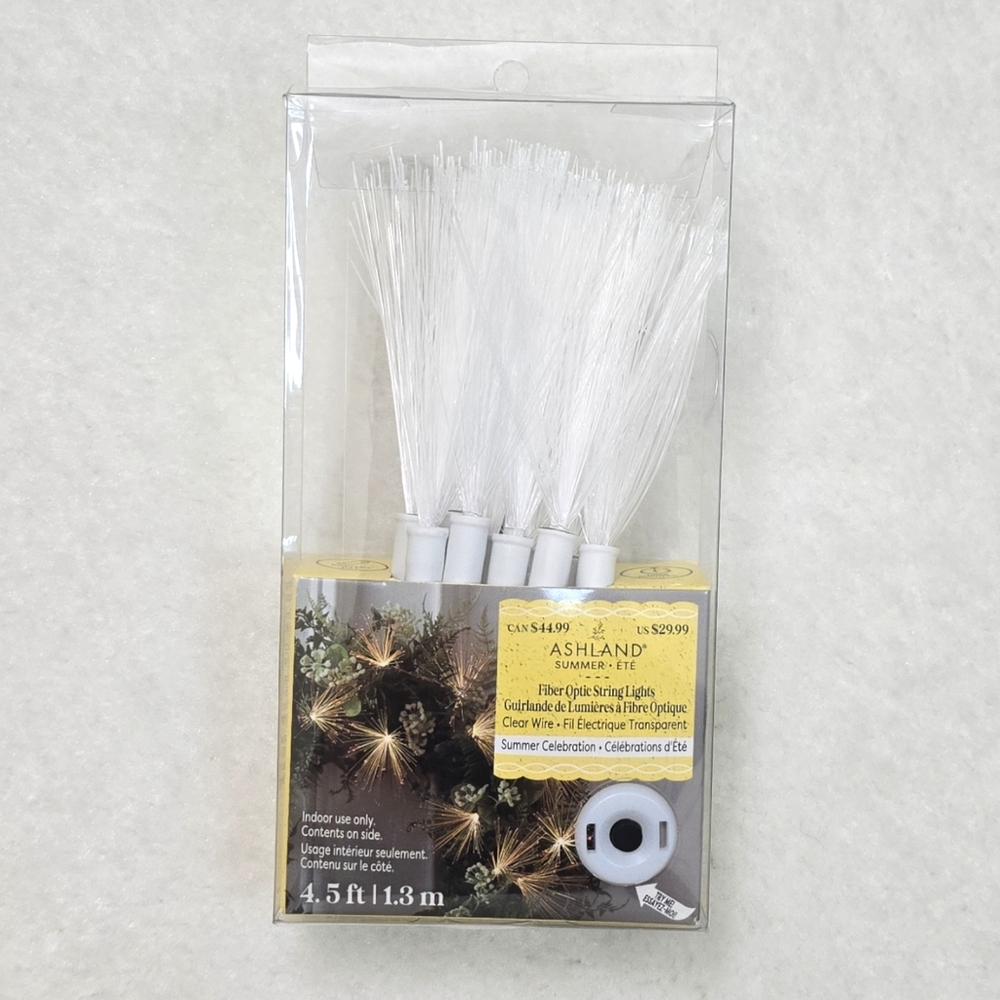 New Ashland Fiber Optic String Lights Warm White Battery Operated 4.5ft Timer - Picture 10 of 10